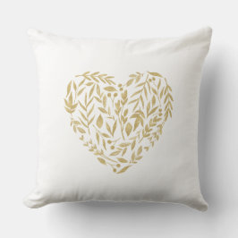 Guld Evergreen Heart Bröllop Decor Date Mr & Mrs. Kudde