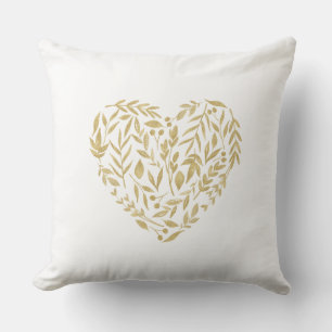 Guld Evergreen Heart Bröllop Decor Date Mr & Mrs. Kudde