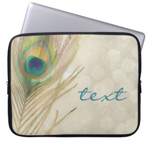 Guld Exotisk Påfågel Fjäder Glam Elegant Chic Laptop Sleeve