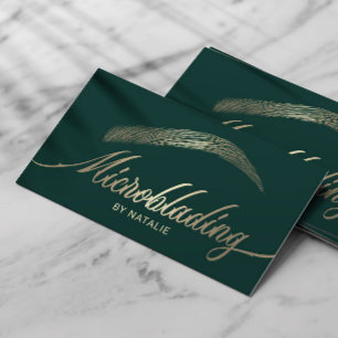 Guld Eyebrow Salon Microblading Modern Grönt Visitkort
