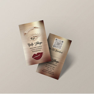 Guld Eyelash Brow Makeup Logotyp QR Code Lip Ro Visitkort