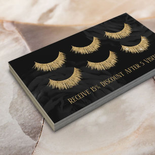 Guld Eyelash Extensions Lash Pub Black Blommigt Lojalitetskort