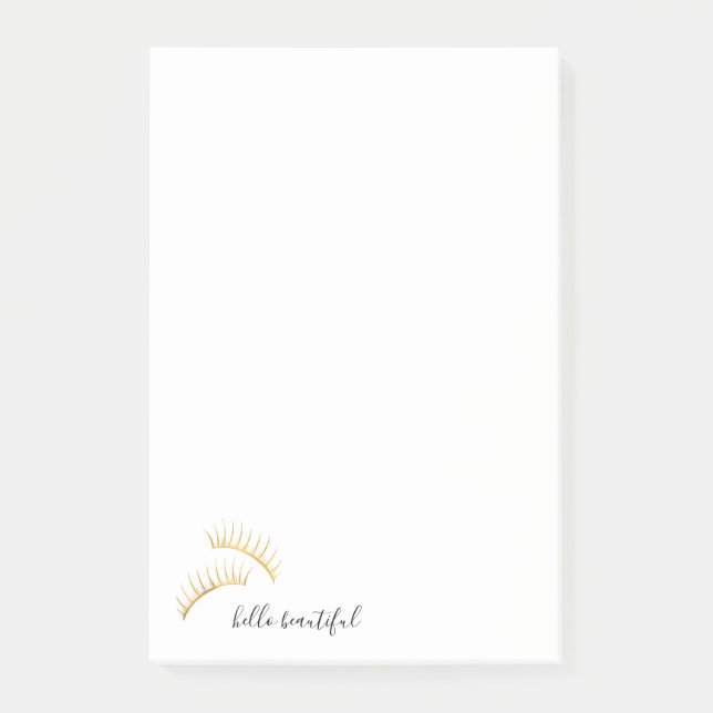 Guld Eyelash Hej Beresh Post-it Block (Framsida)