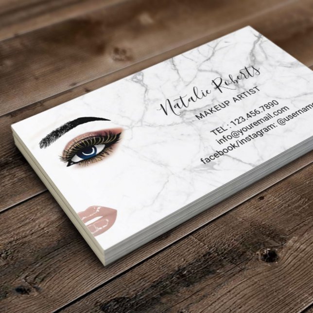 Guld Eyelash Makeup Artist Marble Beauty Salon Visitkort (Skapare uppladdad)
