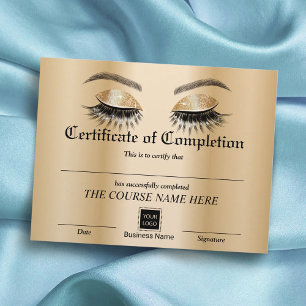 Guld Eyelash Salon Certificate Completion Award