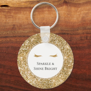 Guld Eyelashglam glitter Nyckelring