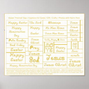 Guld Fabric Font Påsk märkres bildtexter för hantv Poster