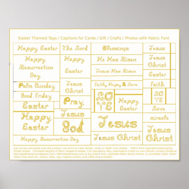 Guld Fabric Font Påsk märkres bildtexter för hantv Poster (Framsidan)