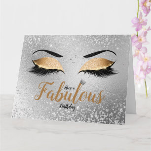 Guld Fabulous Glitter Öga stort födelsedagskort Kort