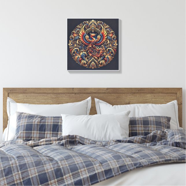 Guld fågel lyxig canvastryck konst vägg (Insitu (sovrum))
