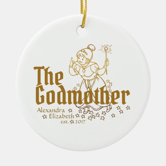 Guld Fairy Anpassadet Godmor Julgransprydnad Keramik (Framsidan)