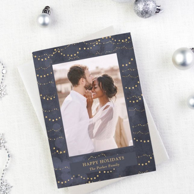 Guld Fairy Ljus | Elegant ett foto Julkort (Skapare uppladdad)