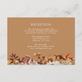 Guld Fall Terracotta Botanical Wedding Reception Tilläggskort