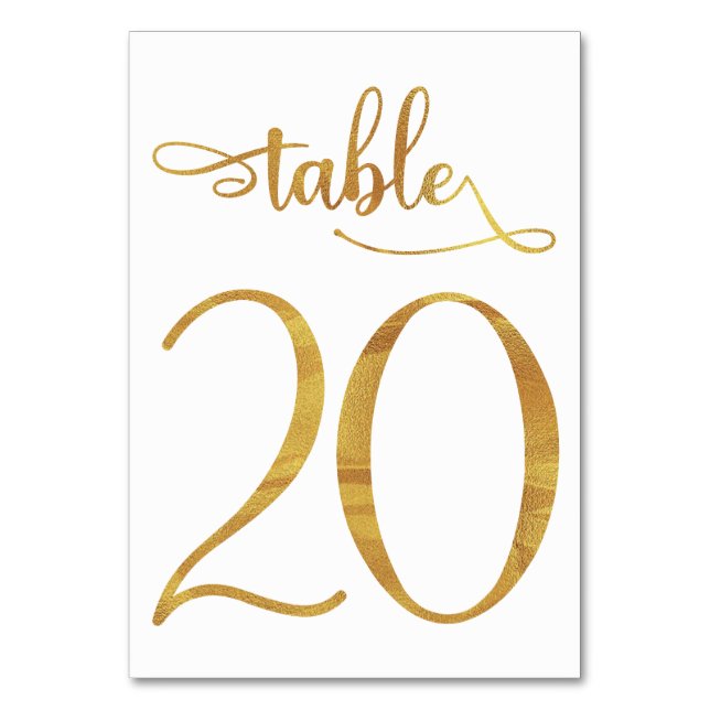 Guld falsk folie 3,5x5 bordskort | Bord 20 (Baksidan)