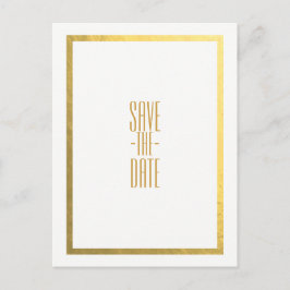 Guld Falsk Folie Vit Elegant Minimal Spara Datum Meddelande Vykort