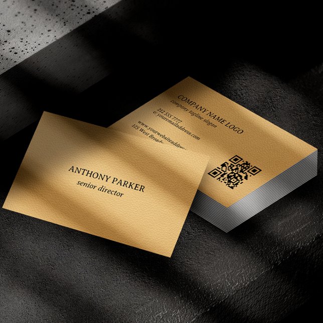 Guld Falsk Läder Textur Design Visitkort (Skapare uppladdad)