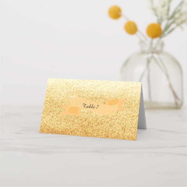 Guld Falskt Glitter Bordnummer Placeringskort (Framsida)