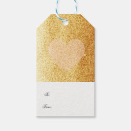 Guld Falskt Glitter Med Ömt Hjärt Presentetikett