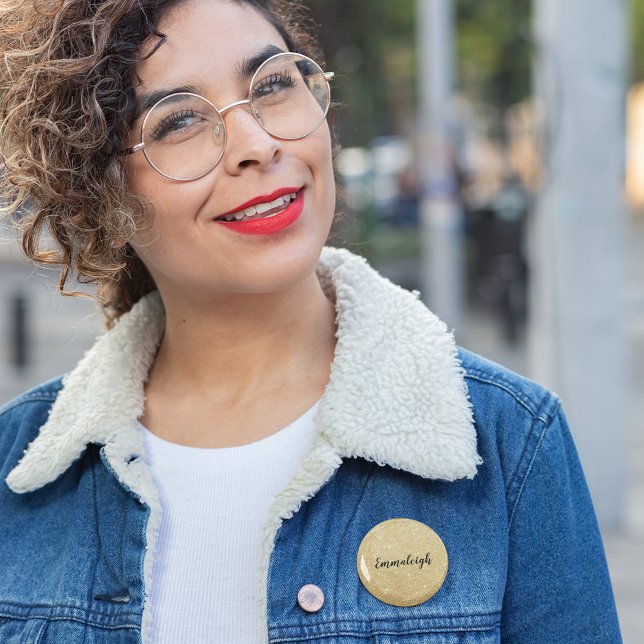 Guld Falskt Glitter Monogram Namn Knapp (Skapare uppladdad)