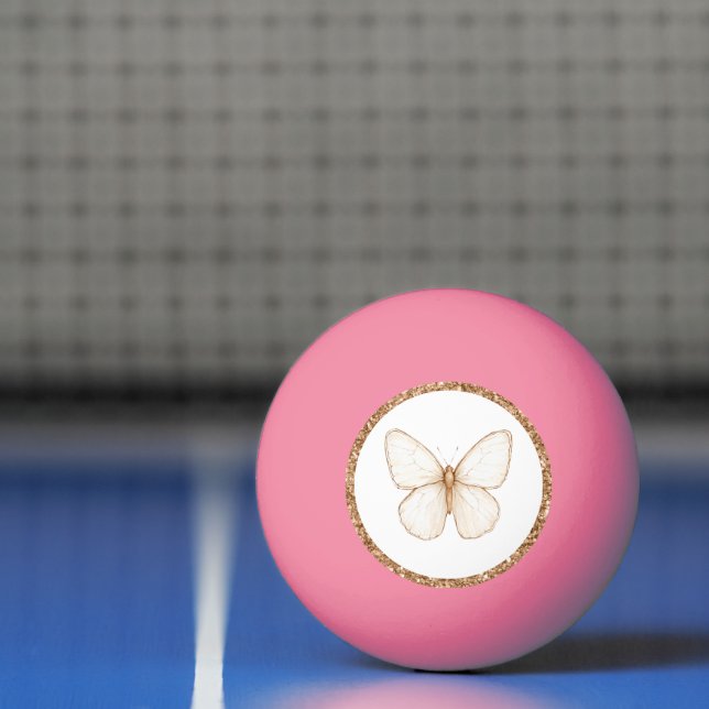 Guld Falskt Glitter Vitt Fjäril   Pingisboll (Netto)