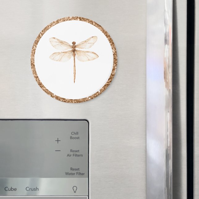 Guld Falskt Glitter Vitt Trollslända   Magnet (In Situ (Fridge))
