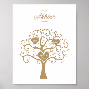 Guld Familje Träd Poster
