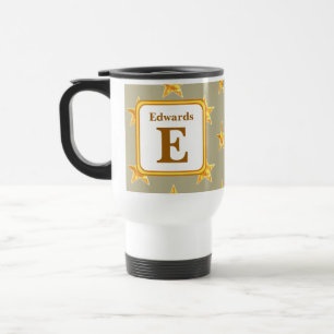 Guld-familjens Namn Monogram i Star Initial Gult Resemugg