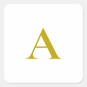 Guld Färg Anpassad Monogram Initial Bokstav Enkel Fyrkantigt Klistermärke