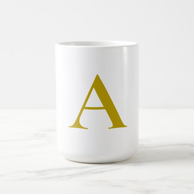 Guld Färg Anpassad Monogram Initial Bokstav Enkel Kaffemugg (Center)