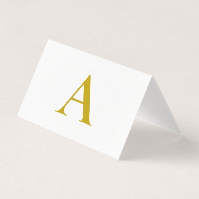 Guld Färg Anpassad Monogram Initial Bokstav Enkel Kort (Framsida)