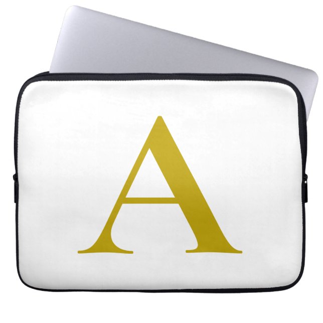 Guld Färg Anpassad Monogram Initial Bokstav Enkel Laptop Fodral (Framsidan)