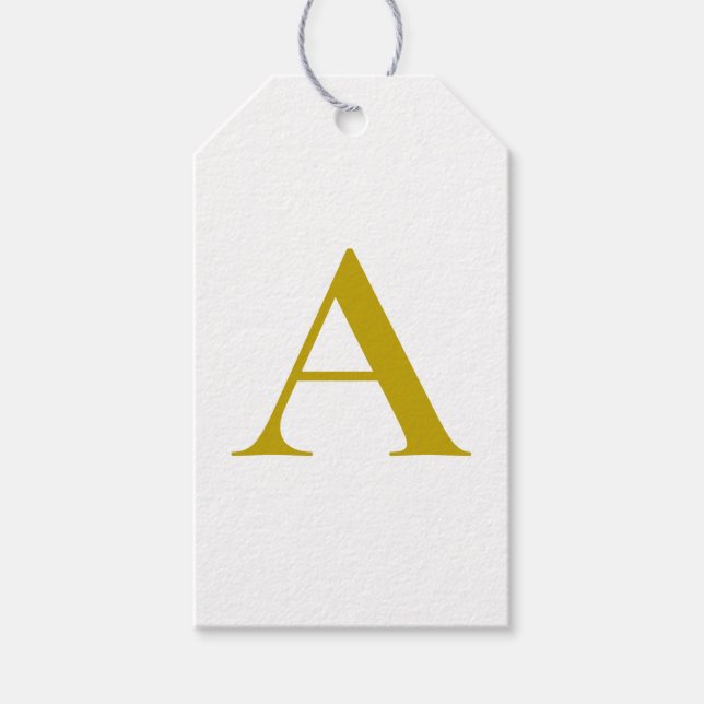 Guld Färg Anpassad Monogram Initial Bokstav Enkel Presentetikett (Framsidan)