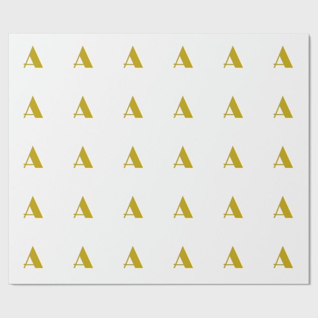 Guld Färg Anpassad Monogram Initial Bokstav Enkel Presentpapper (Platt)
