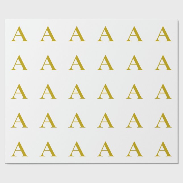 Guld Färg Anpassad Monogram Initial Bokstav Enkel Presentpapper (Platt)