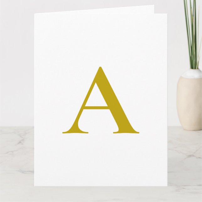 Guld Färg Anpassad Monogram Initial Bokstav Enkel Tack Kort (Framsida)