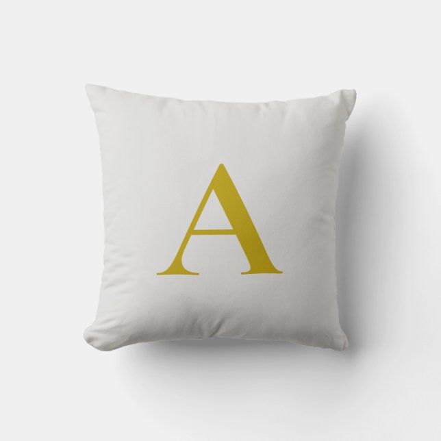 Guld Färg Anpassad Monogram Initial Bokstav Kudde (Framsida)