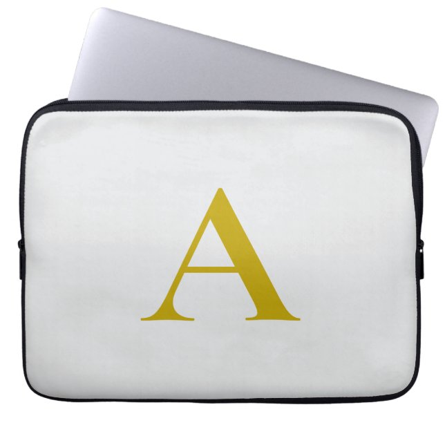 Guld Färg Anpassad Monogram Initial Bokstav Laptop Fodral (Framsidan)