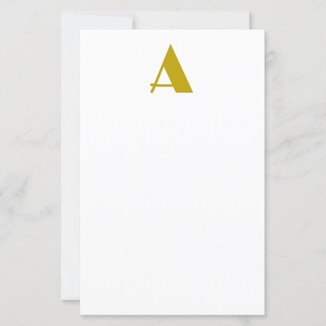 Guld Färg Anpassningsbar Monogram Initial Brev Pap (Framsida)