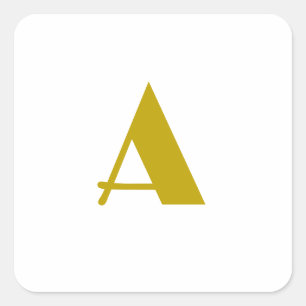 Guld Färg Anpassningsbar Monogram Initial Brev Pla Fyrkantigt Klistermärke