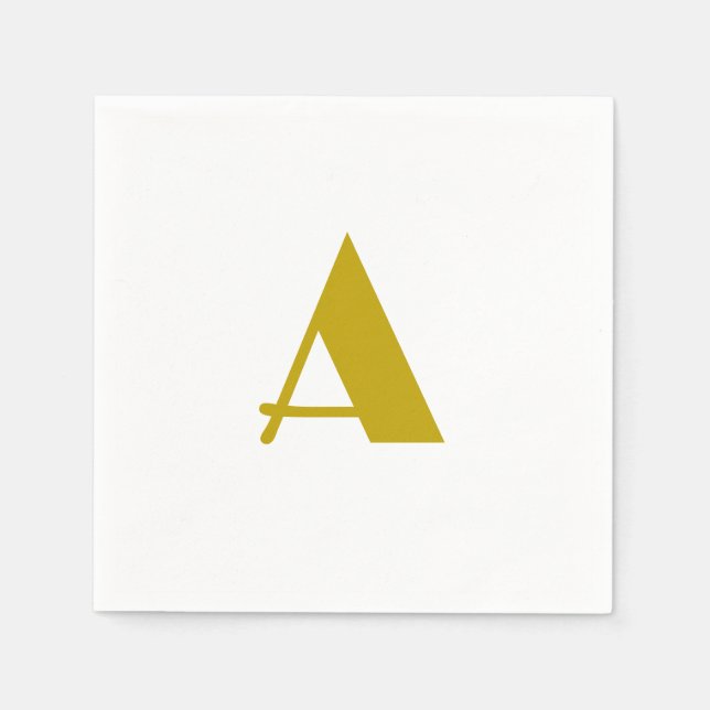 Guld Färg Anpassningsbar Monogram Initial Brev Pla Pappersservett (Framsidan)