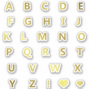 Guld Färg Brev Monogram Sticker Pack Alphabet Klistermärken