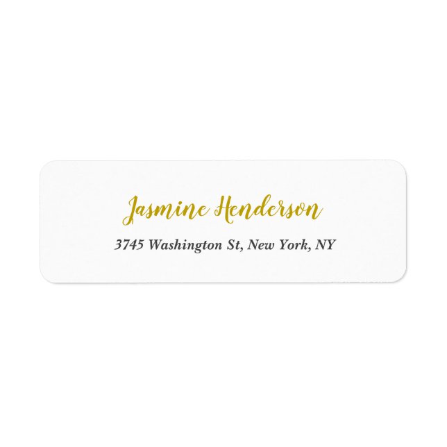 Guld Färg Calligraphy Professionell Elegant Returadress Etikett (Framsidan)