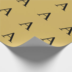 Guld Färg Enkel Monogram Lägg Till Namn Initial Presentpapper