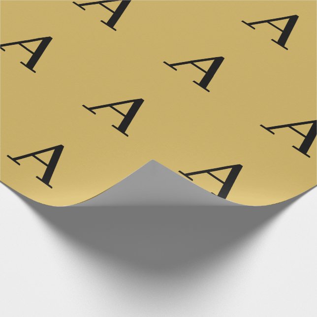 Guld Färg Enkel Monogram Lägg Till Namn Initial Presentpapper (Hörn)