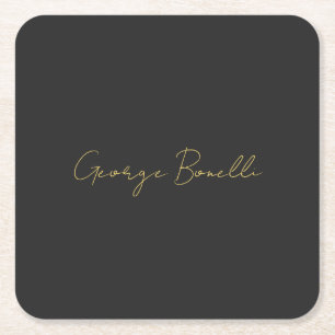 Guld Färg Grått Classical Personal Customize Chic Underlägg Papper Kvadrat