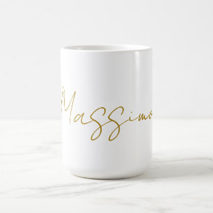 Guld Färg Kalligrafi Elegant Enkel Namn Kaffemugg