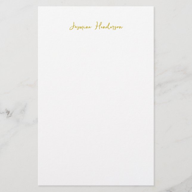 Guld Färg Kalligrafi Professionell Namn Brevpapper (Framsida)