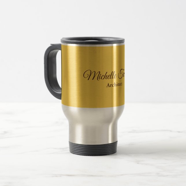 Guld Färg minimalistisk modern skriptkalligrafi Resemugg (Framsida vänster)