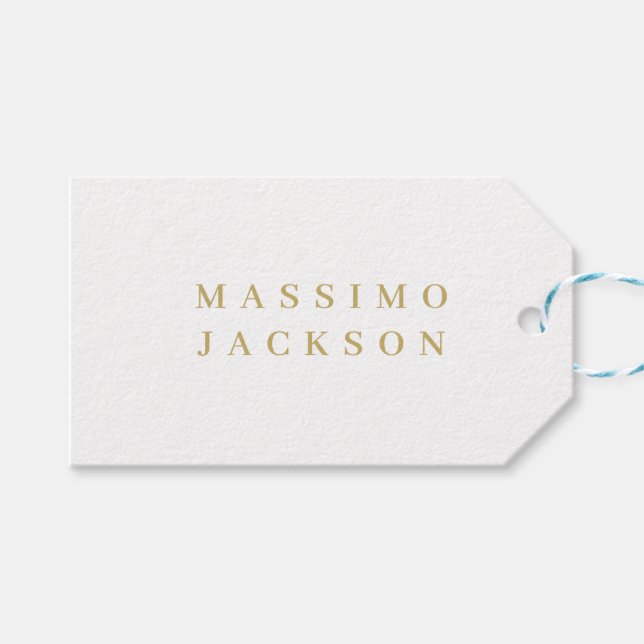 Guld Färg Minimalistisk Professionell Serif Font Presentetikett (Framsidan (Horisontell))