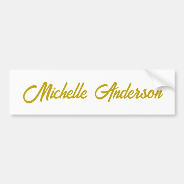 Guld Färg Modern Minimalist Handskriven Namn Bildekal (Framsidan)